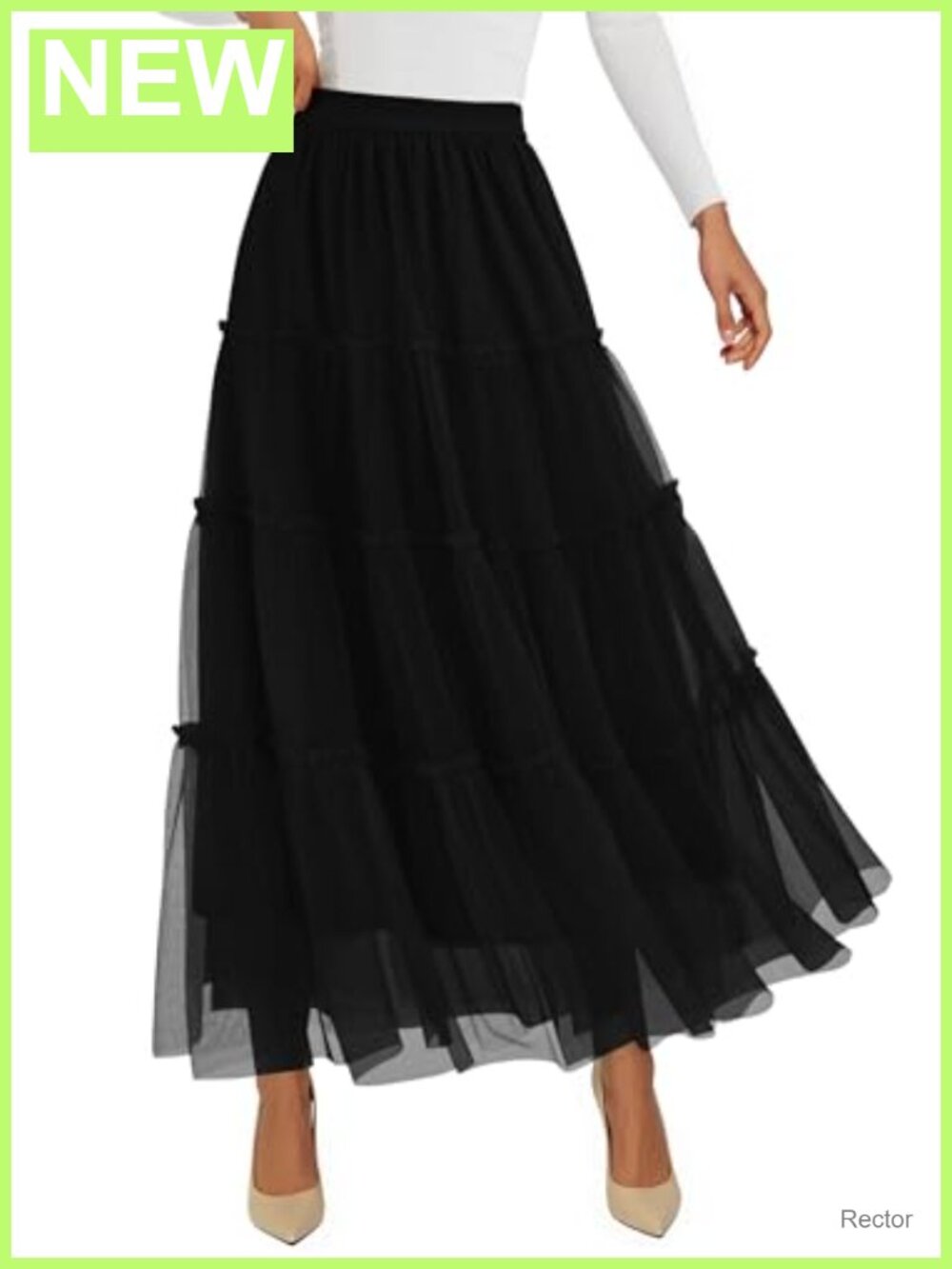 PRETTYGARDEN Women's Soft Tulle Tiered Long Maxi Skirt High Waist A-Line